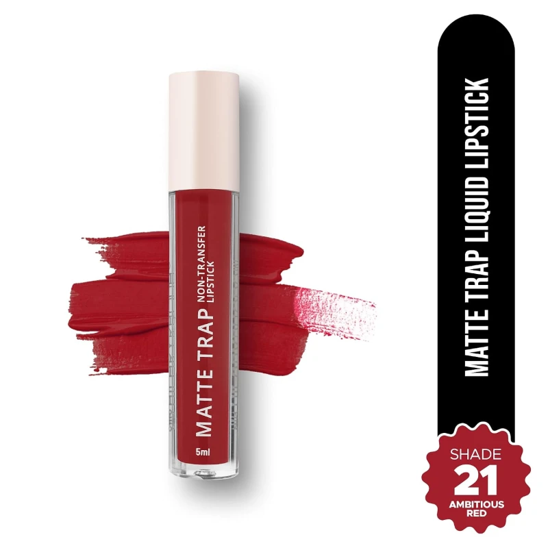 Hilary Rhoda Matte Trap Liquid Lipstick | Non-Transfer & Waterproof Lipstick | 8-Hour Long Stay | Non-Drying Formula | 5ml (Ambitious Red - Shade 21) thumbnail 2